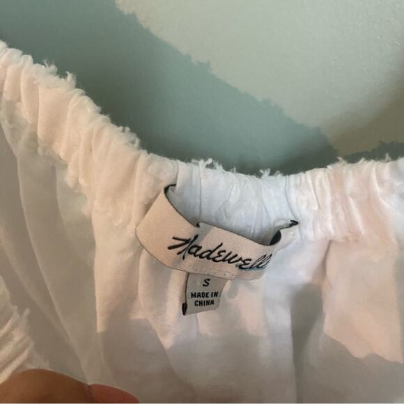 Madewell White Swiss Dot Off Shoulder Romper Shorts - Picture 5 of 6